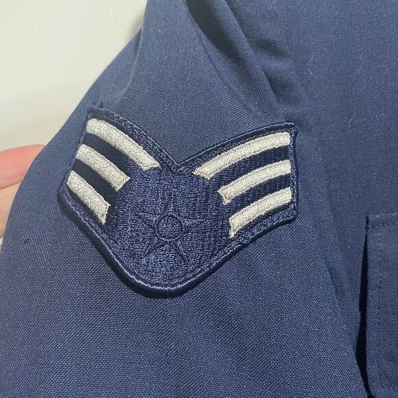 Authentic Vintage Air Force Navy Blue Jacket Front Pockets Gold Buttons- Size 39 - Picture 6 of 12